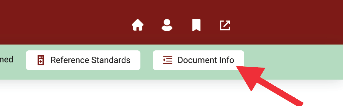 button labeled Document Info on the far right of the webpage